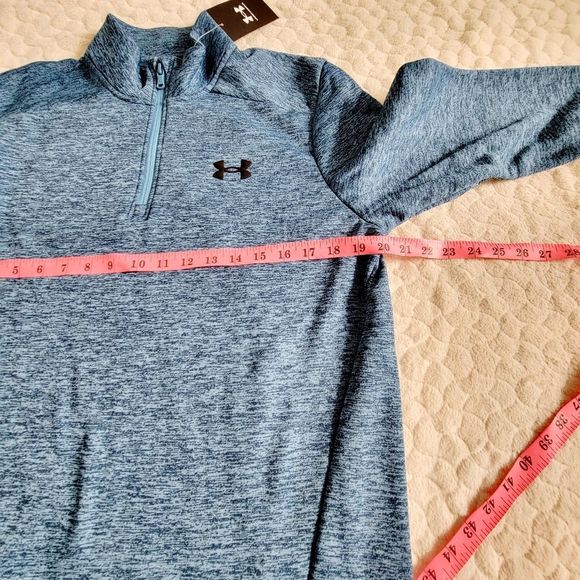 New Under Armour men's sweater 1/4 zip fleece blue icy small gift - Picture 5 of 9